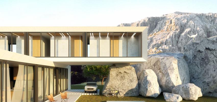 Garaje, Terraza, Exterior, Jardin, Loft Estilo contemporaneo Color marron, marron, beige, marron, blanco  diseñado por POA Estudio | Arquitecto | Copyright POA Estudio