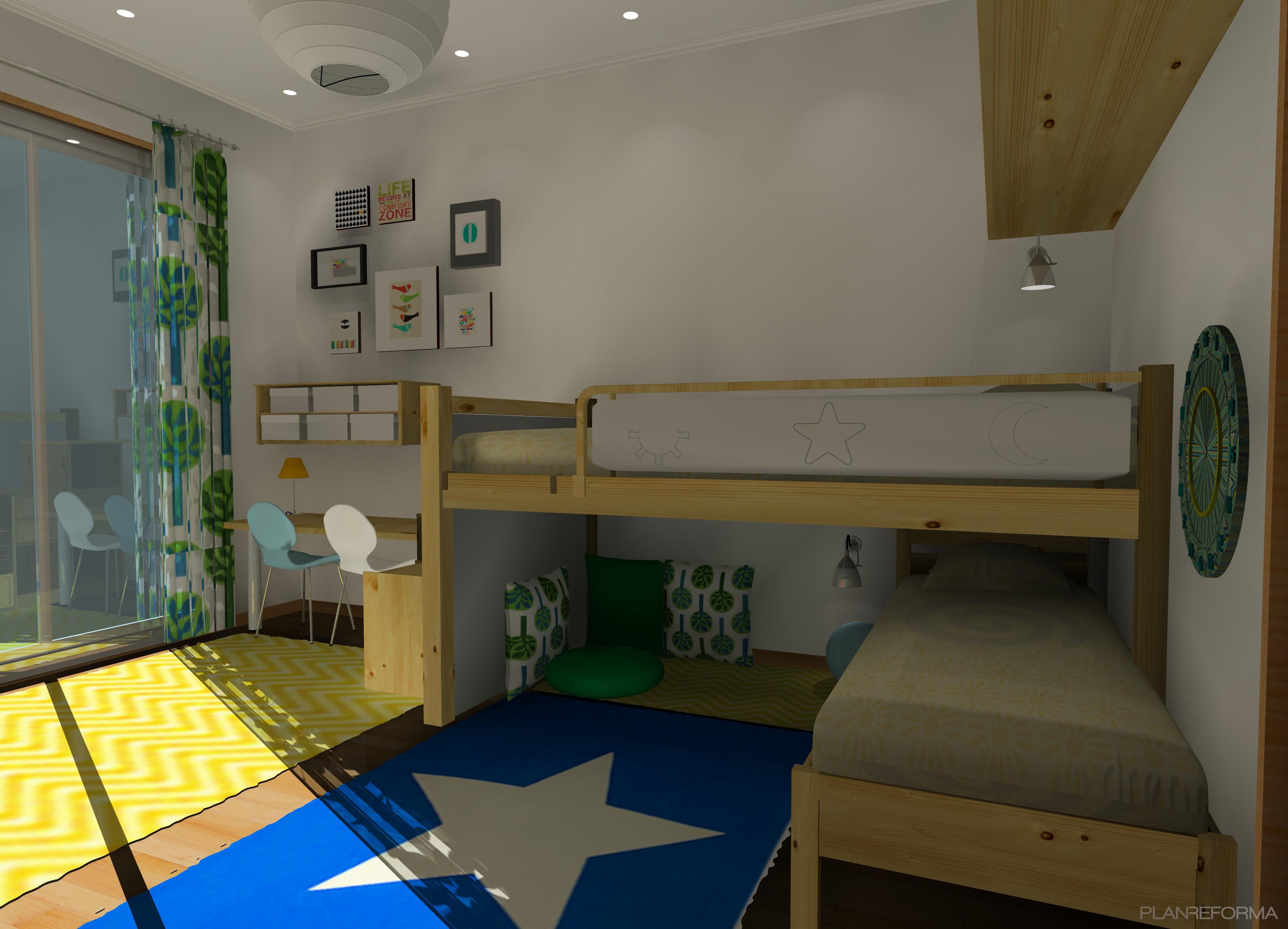 Niños Estilo contemporaneo Color amarillo, verde, azul  diseñado por nuria garcia mazo | Interiorista | Copyright menosesmasproyectos