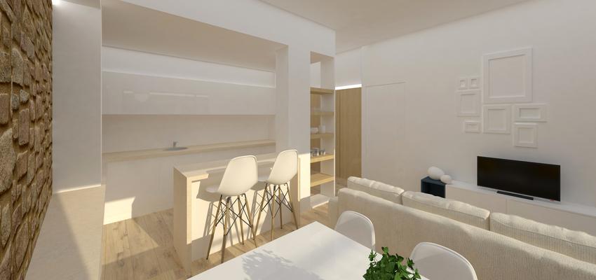 Comedor, Cocina Estilo contemporaneo Color amarillo, beige, plateado  diseñado por FIBAN ARQUITECTURA | Arquitecto 