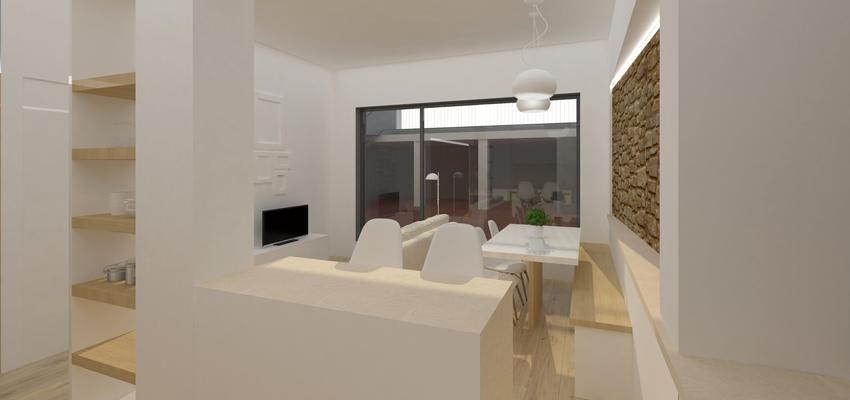 Comedor, Cocina, Salon Estilo contemporaneo Color amarillo, beige, plateado  diseñado por FIBAN ARQUITECTURA | Arquitecto 