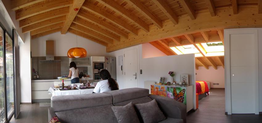 Comedor, Cocina, Salon, Loft Estilo moderno Color marron, marron, blanco, gris, gris  diseñado por Estudio de Arquitectura 4TRAZOS | Arquitecto 