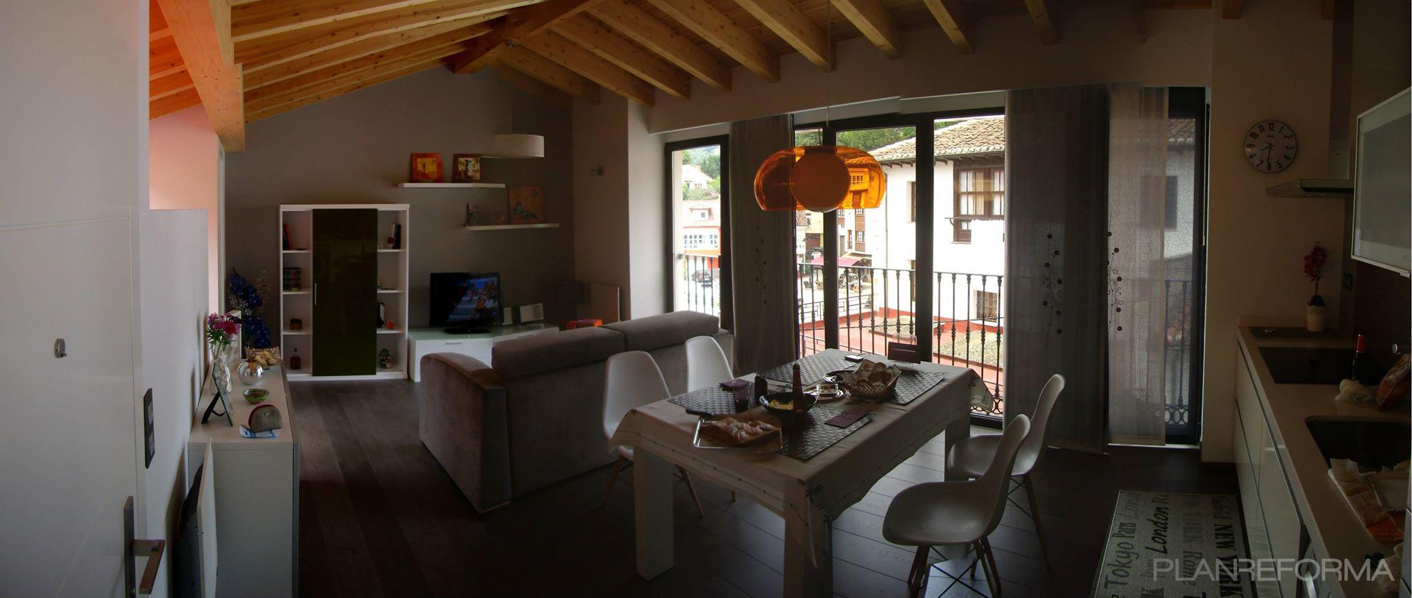 Comedor, Cocina, Loft Estilo moderno Color ocre, marron, blanco, gris  diseñado por Estudio de Arquitectura 4TRAZOS | Arquitecto 