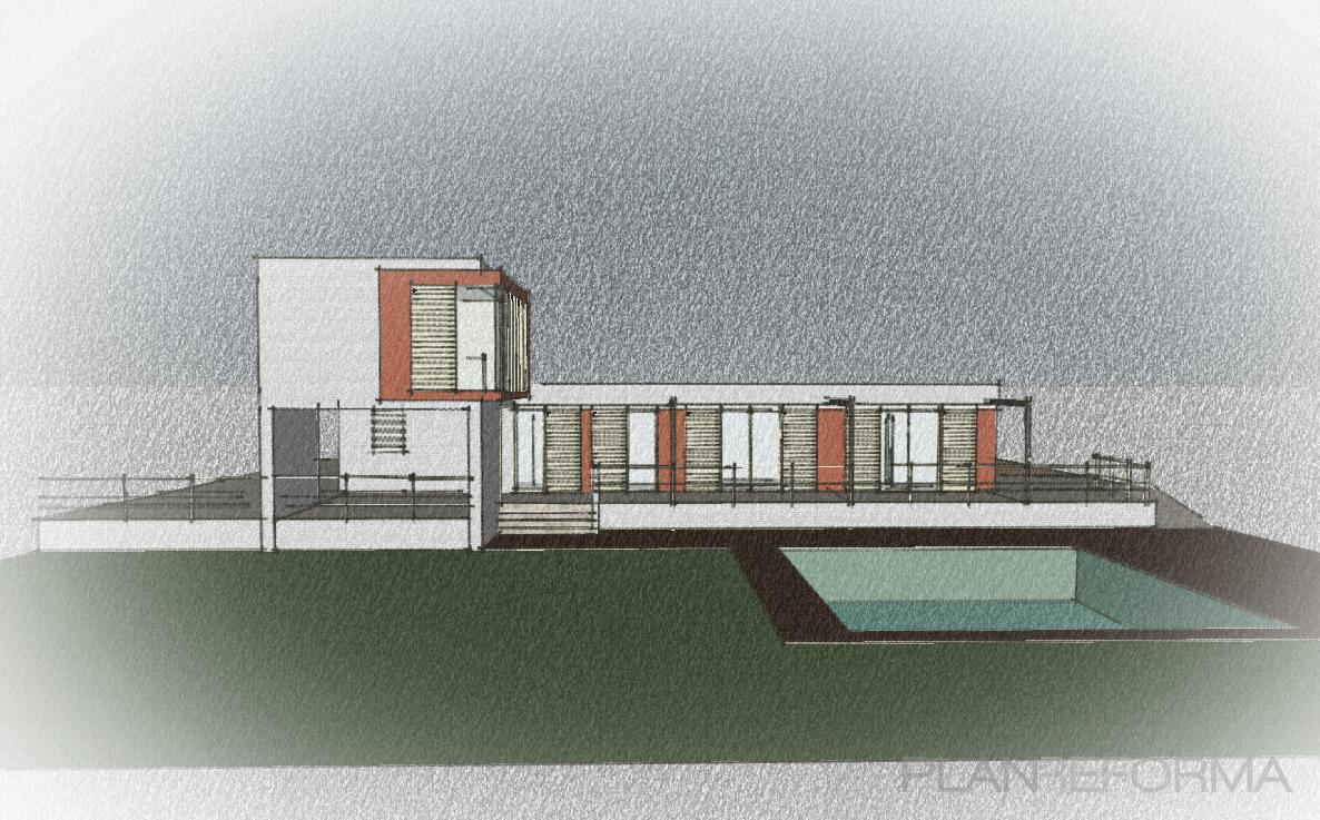 Exterior style moderno color marron, marron, blanco  diseñado por Angel Soriano | Arquitecto 