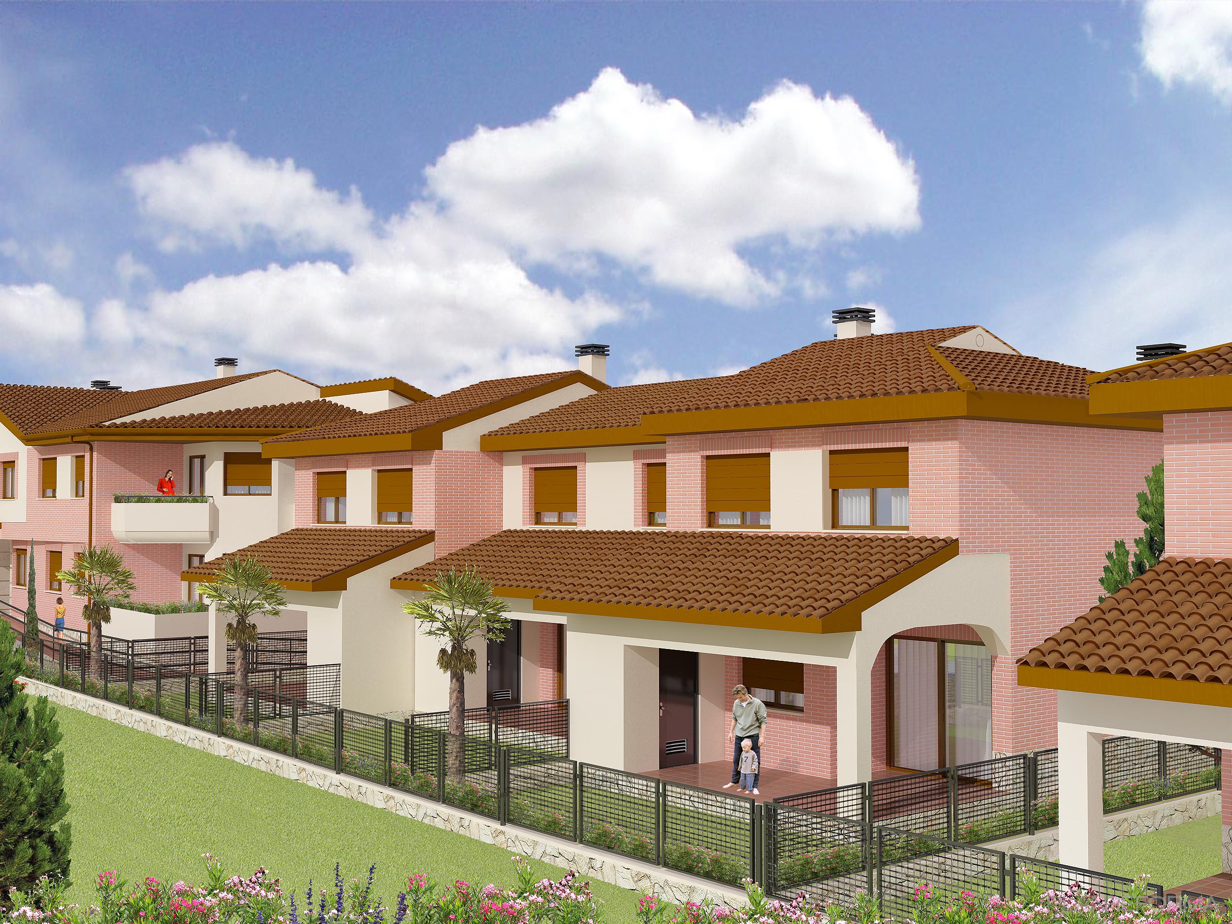 Exterior style tradicional color rosa, marron, blanco  diseñado por AGC Arquitectos | Arquitecto 