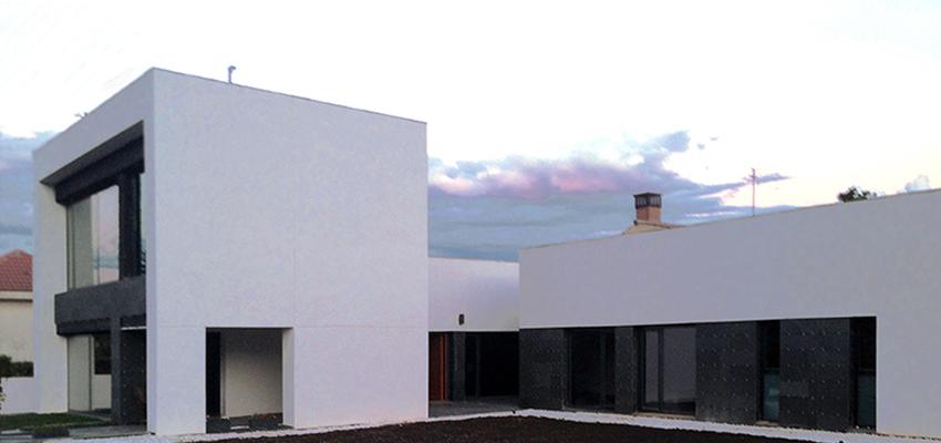 Exterior, Jardin Estilo moderno Color azul cielo, blanco, gris  diseñado por Javier Obregón | Interiorista 