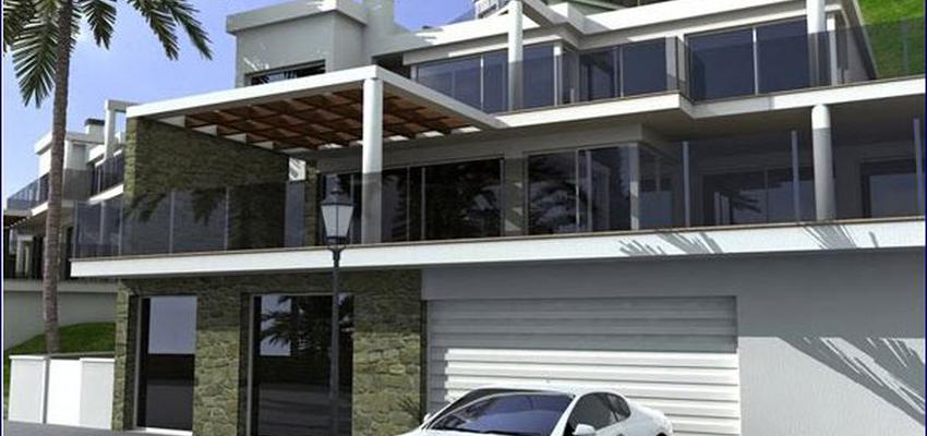 Exterior style moderno color marron, gris, gris  diseñado por lacomba blasco, S.L. | Arquitecto 