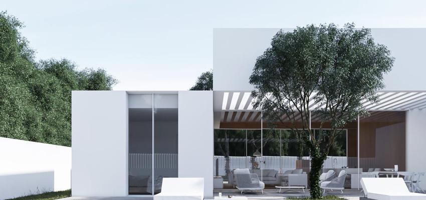 Exterior, Galería Estilo moderno Color blanco  diseñado por Pamar Arq. & Const. | Gremio | Copyright Pamar Arq. & Const.