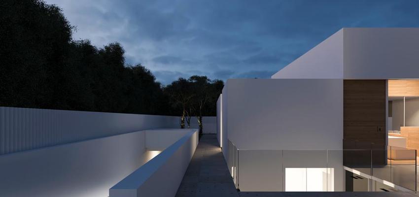 Porche, Exterior Estilo moderno Color blanco  diseñado por Pamar Arq. & Const. | Gremio | Copyright Pamar Arq. & Const.