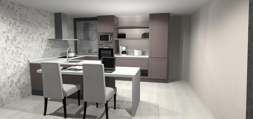 Cocina Estilo contemporaneo Color beige, blanco, plateado  diseñado por nuria | Gremio | Copyright diseño propio