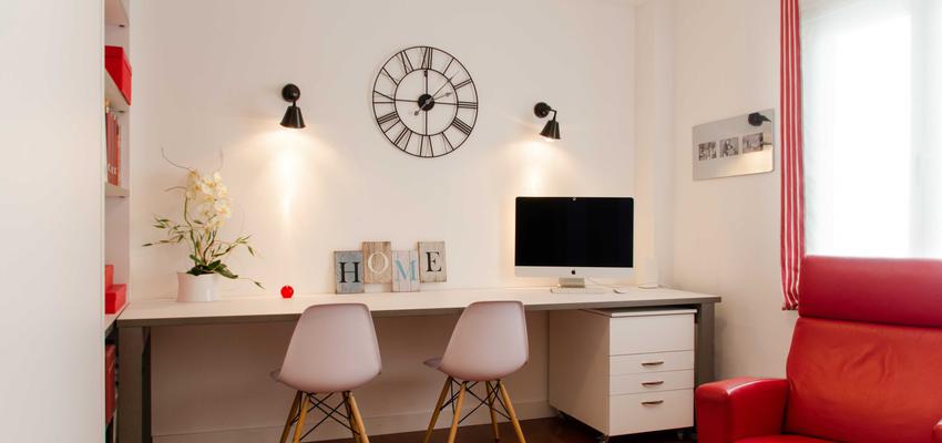 Estudio style moderno color rojo, blanco, negro  diseñado por Noelia Villalba | Interiorista 