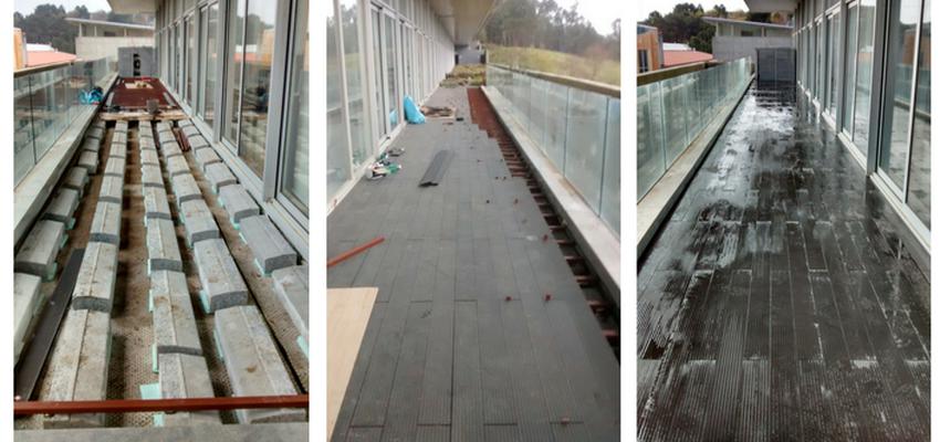 Balcon Estilo contemporaneo Color marron, marron, gris  diseñado por Bella Capanna | Gremio 