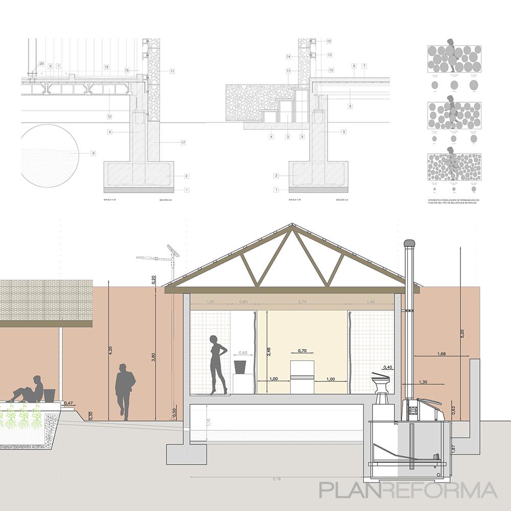 Baño, Exterior, Jardin Estilo rustico Color marron, marron, beige  diseñado por Fundamenta Arquitectura | Gremio | Copyright (c) Fundamenta Arquitectura | J.M.G. 97, S.L.