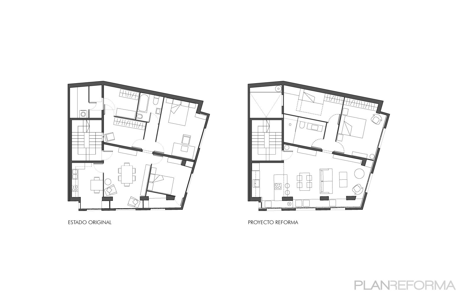 Dormitorio, Cocina, Salon style contemporaneo color negro, plateado  diseñado por ESTUDI SANNA | Arquitecto 