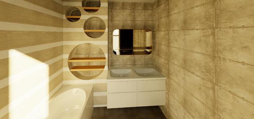 Baño Estilo moderno Color rojo, azul oscuro, marron  diseñado por MARIA A. PECHE | Arquitecto 