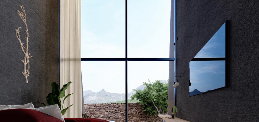 Dormitorio, Terraza, Hotel Estilo contemporaneo Color rojo, verde, negro  diseñado por Rodrigo Moral | Arquitecto | Copyright Rodrigo Moral