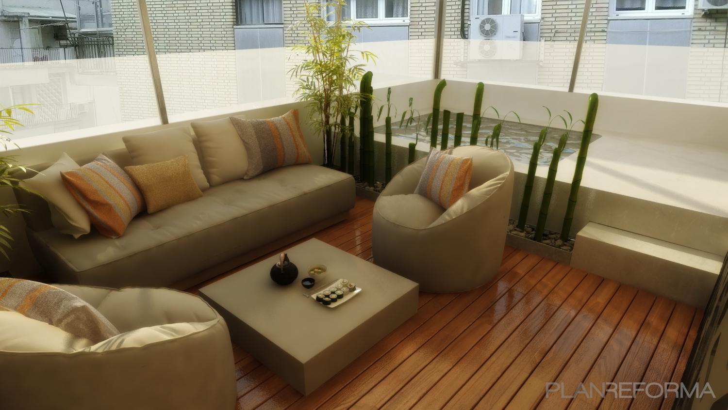 Terraza Estilo moderno Color verde, beige, marron  diseñado por Arquiox Idea | Gremio 