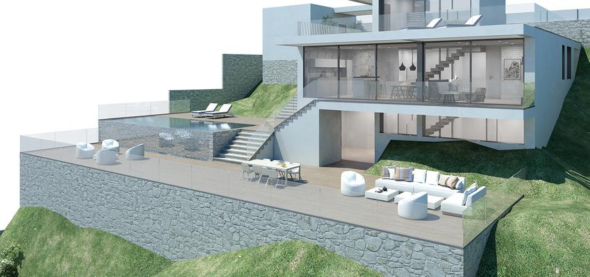 Exterior Estilo contemporaneo Color blanco  diseñado por Arquiox Idea | Gremio 