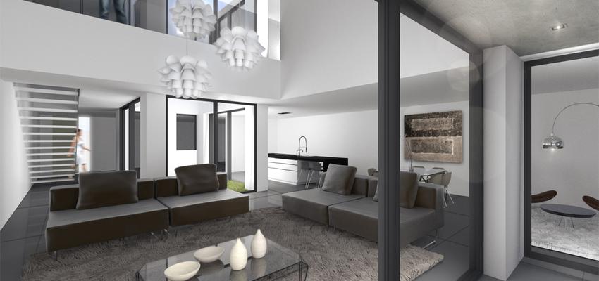Salon Estilo moderno Color blanco, gris  diseñado por SgARQ | Arquitecto 