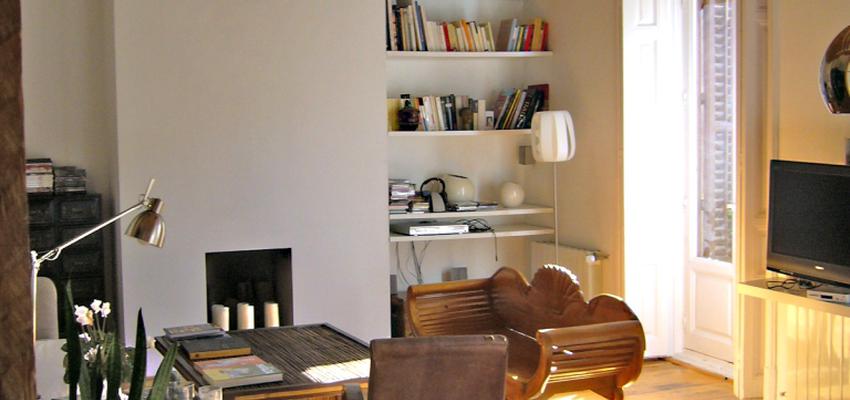 Estudio, Comedor, Salon Estilo vintage Color marron, marron, blanco  diseñado por Jorge Ciboure | Arquitecto 