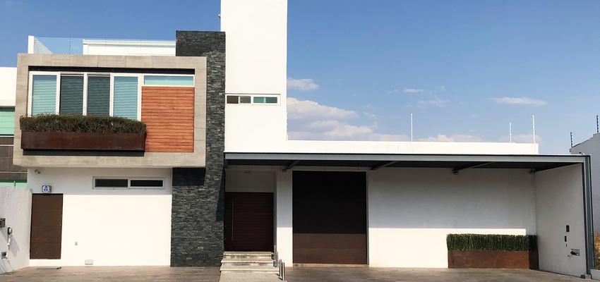 Exterior Estilo contemporaneo Color azul, blanco, gris  diseñado por MARIANO TRUJILLO | Arquitecto | Copyright CGAIA.mx