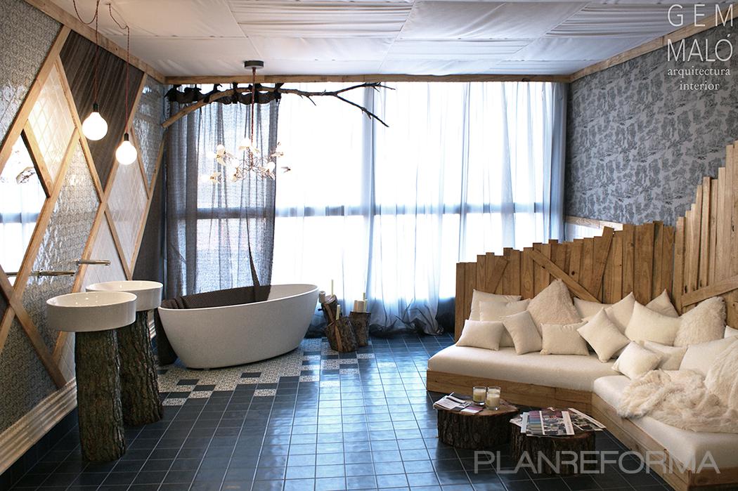 Baño Estilo eclectico Color azul, beige, blanco  diseñado por Gemmalo arquitectura interior | Interiorista | Copyright si