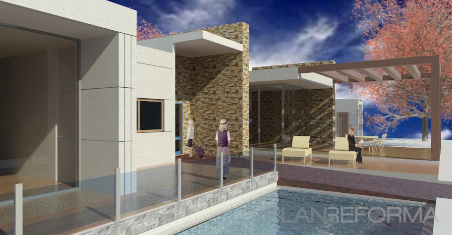 Terraza, Piscina, Exterior Estilo moderno Color ocre  diseñado por Fransamper | Arquitecto 
