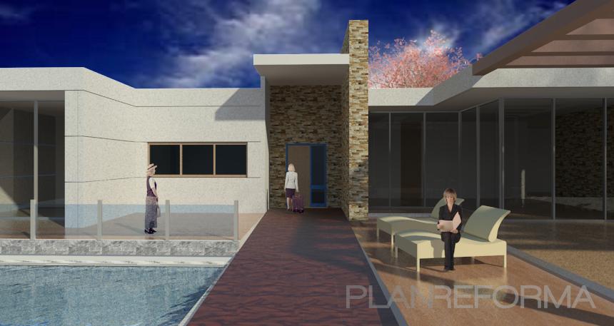 Terraza, Piscina, Exterior Estilo contemporaneo Color azul  diseñado por Fransamper | Arquitecto 