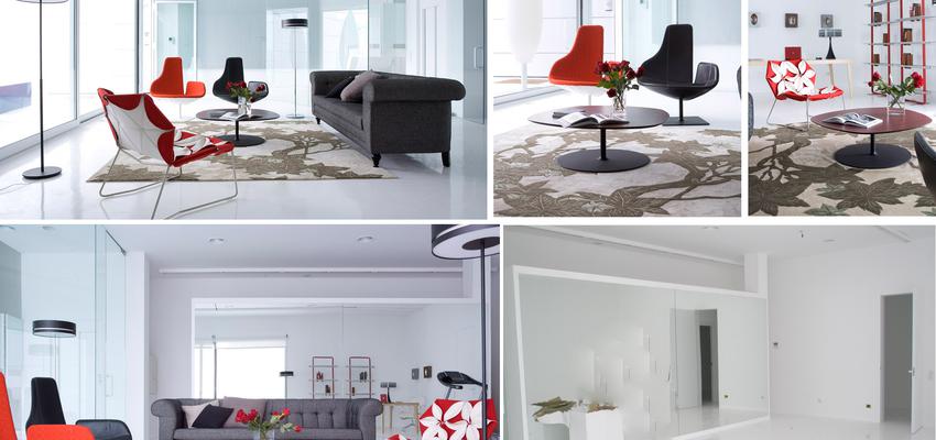 Salon style moderno color rojo, blanco, gris  diseñado por jorge rangel | Arquitecto 