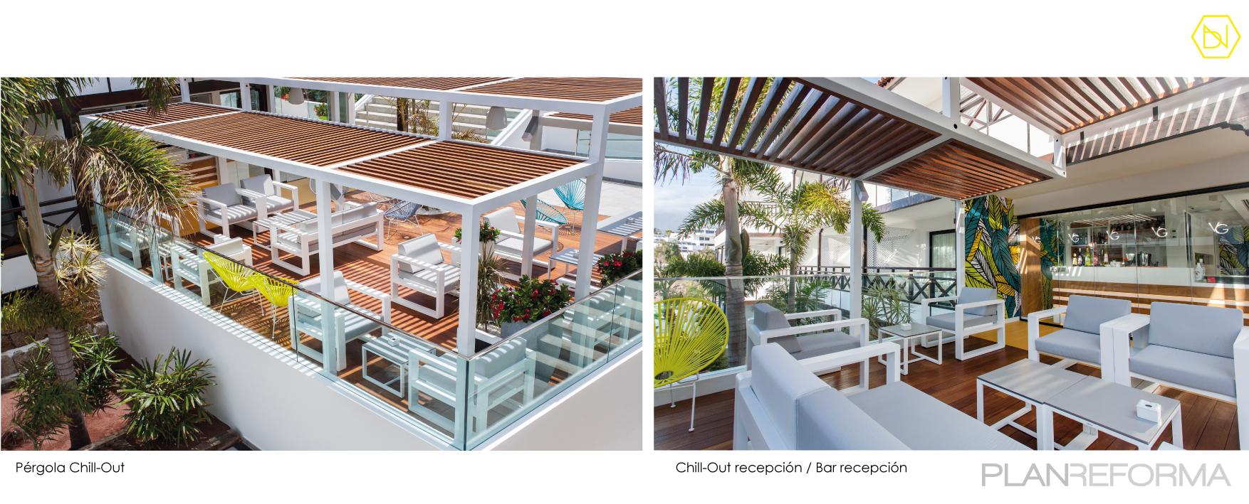 Exterior, Jardin, Hotel style moderno color verde, marron, blanco, gris, negro  diseñado por BN ARQUITECTOS  | Arquitecto 