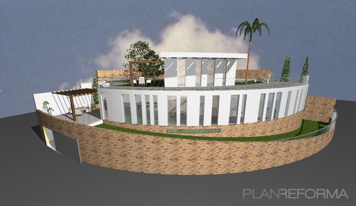 Exterior Estilo contemporaneo Color rosa, azul, plateado  diseñado por ASP arquitectos | Arquitecto | Copyright ASP arquitectos