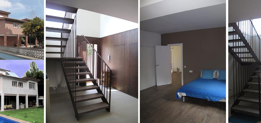 Dormitorio, Piscina, Escalera, Exterior, Jardin style moderno color marron, blanco  diseñado por Marc Martin Sancho | Arquitecto Técnico 