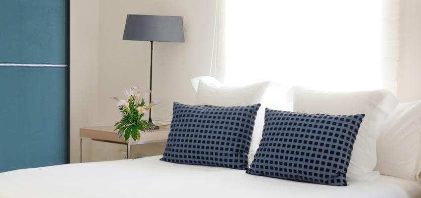 Dormitorio style moderno color azul, blanco  diseñado por Estudio Marcos Mela | Interiorista 