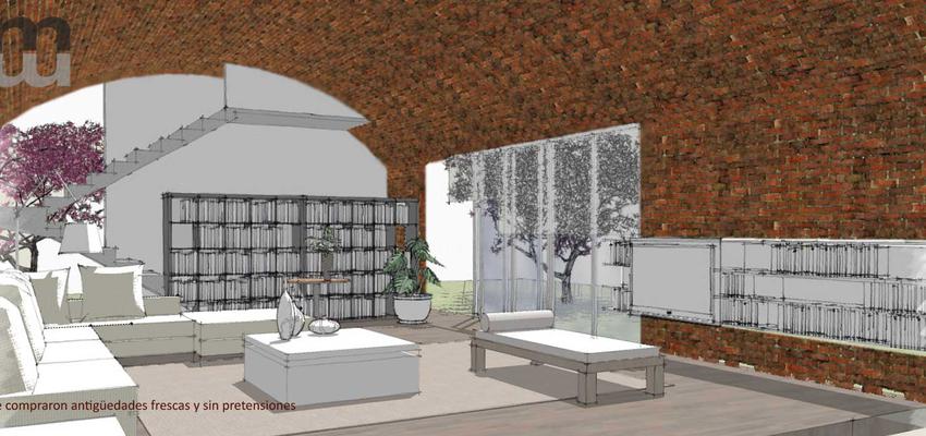 Salon, Escalera style contemporaneo color marron, gris  diseñado por Estudio Marcos Mela | Interiorista 