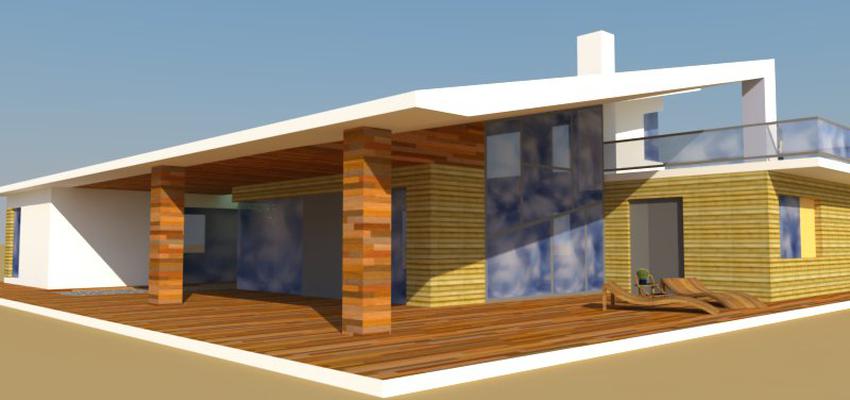 Patio, Exterior style moderno color marron, marron, blanco  diseñado por TUPLANO.es - Planos de Arquitecto Online Low-Cost | Arquitecto 