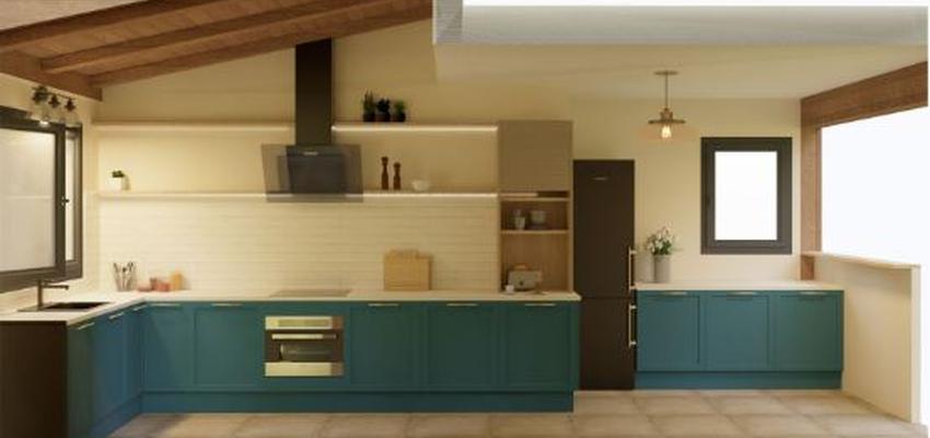 Cocina Estilo contemporaneo Color turquesa, azul oscuro  diseñado por Interiorismo sierra de Madrid - Susana Valdeco | Interiorista 
