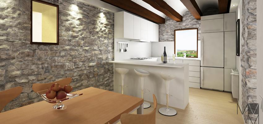 Cocina Estilo rustico Color ocre, blanco, gris  diseñado por MVM Disseny | Arquitecto 