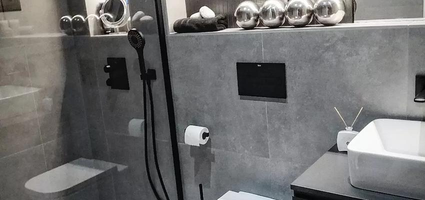 Baño Estilo moderno Color gris, gris, negro  diseñado por sonia sanchez | Gremio | Copyright soy propietario