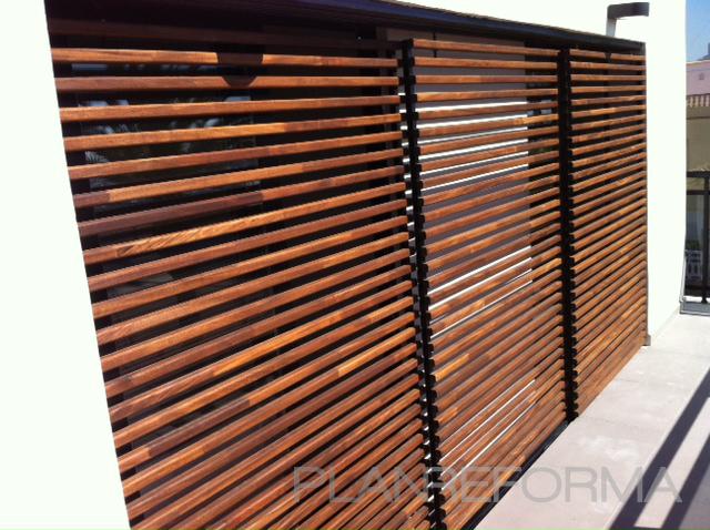Terraza, Balcon, Exterior style moderno color rojo  diseñado por steelcrea | Gremio 