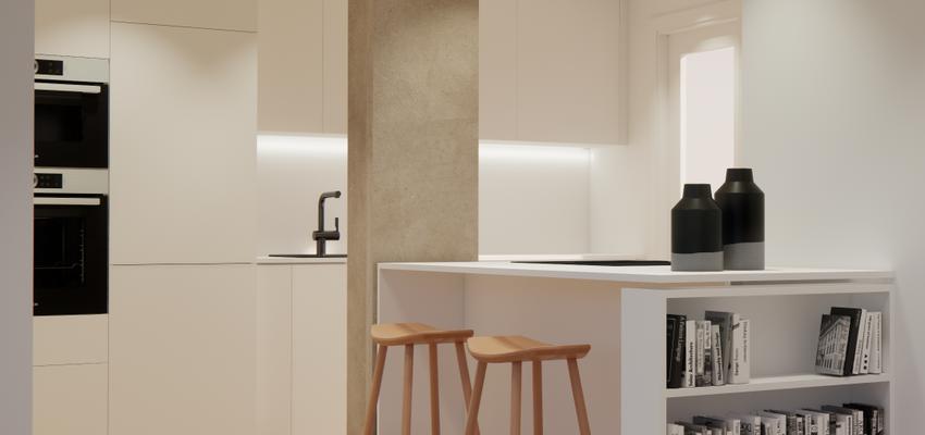 Cocina Estilo contemporaneo Color marron oscuro, blanco, gris  diseñado por Peldanho_Studio | Sophia Bedoya | Reformista, constructor 
