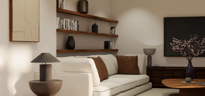 Salon Estilo contemporaneo Color marron oscuro, blanco, gris oscuro  diseñado por Peldanho_Studio | Sophia Bedoya | Reformista, constructor 