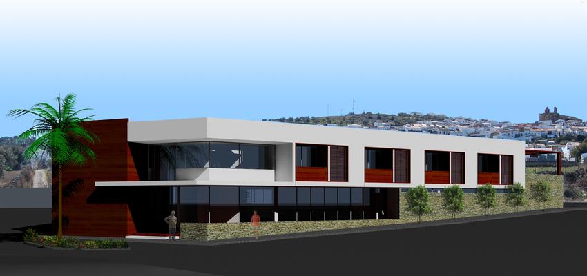 Exterior style moderno color rojo, beige, blanco  diseñado por br arquitectas | Arquitecto 