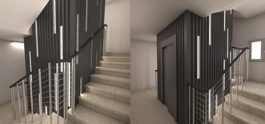 Vestibulo, Pasillo style moderno color rojo, negro, plateado  diseñado por Q:NØ ARQUITECTOS | Arquitecto 