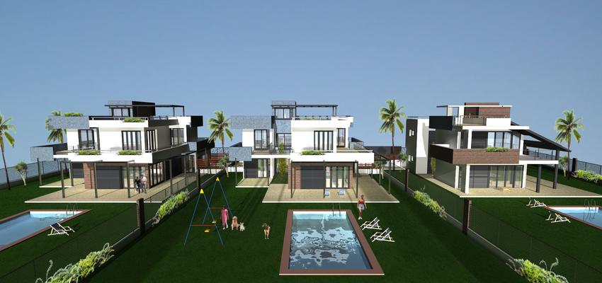 Piscina, Exterior, Jardin style moderno color marron, blanco, gris  diseñado por Joaquincastro/arquitectos | Arquitecto 