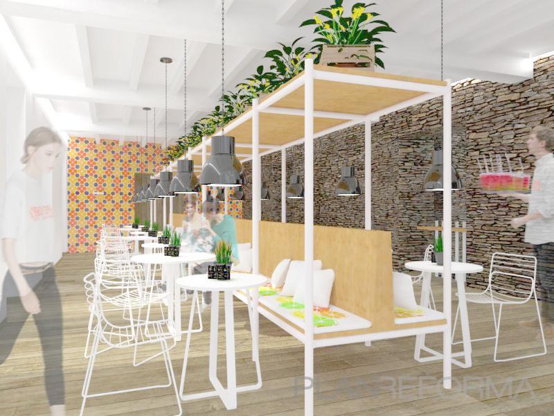 Cafeteria, Bar, Hotel style contemporaneo color ocre, verde, marron, blanco  diseñado por Verónica Rodríguez (UVE Laboratorio de Diseño) | Interiorista 
