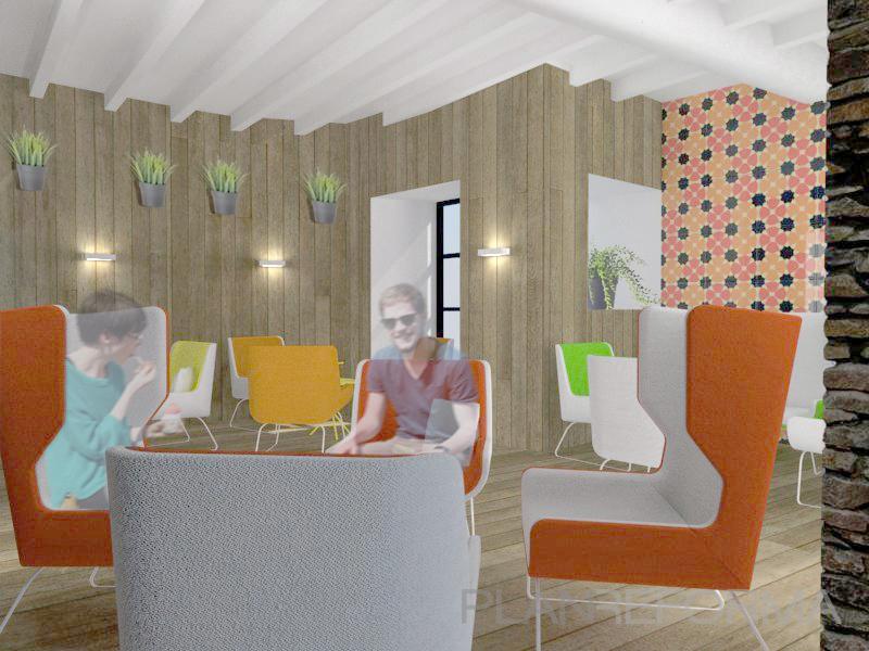 Cafeteria, Bar, Hotel style contemporaneo color ocre, marron, blanco, gris  diseñado por Verónica Rodríguez (UVE Laboratorio de Diseño) | Interiorista 