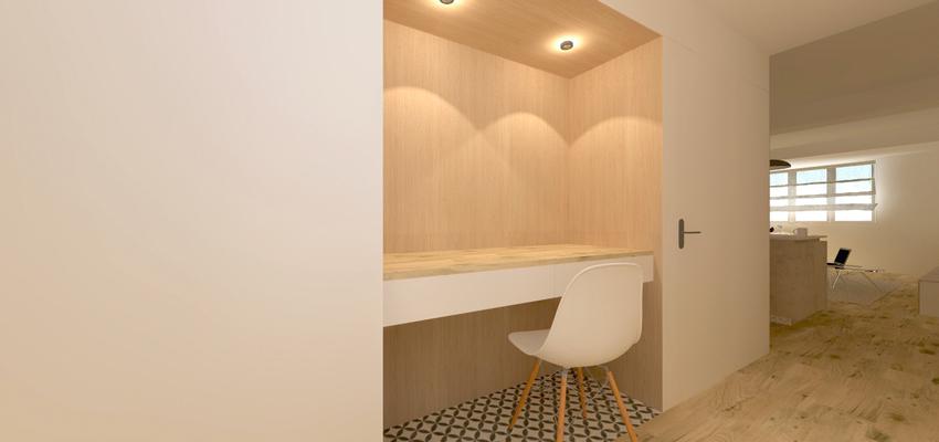 Pasillo, Oficina, Loft Estilo contemporaneo Color beige, gris, bronce  diseñado por Luis Sanchez Olivares | Arquitecto 