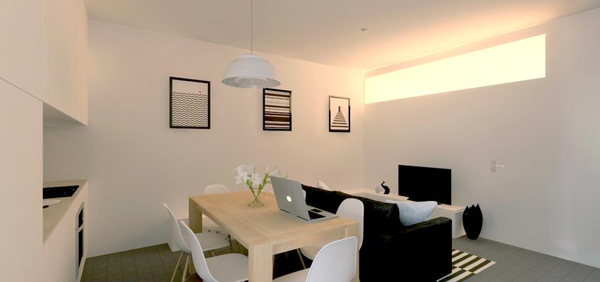 Cocina, Salon Estilo contemporaneo Color gris, gris, negro  diseñado por Luis Sanchez Olivares | Arquitecto 