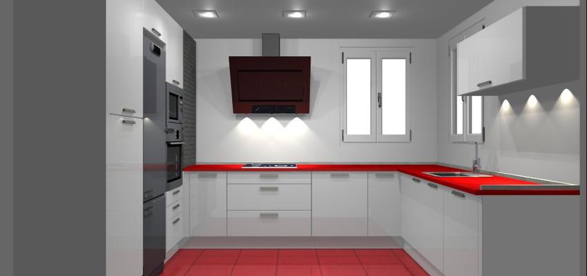 Cocina Estilo moderno Color rojo  diseñado por Reformas Nieto | Gremio 