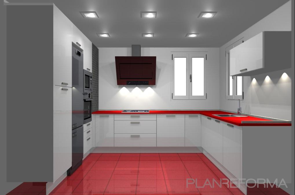 Cocina Estilo moderno Color rojo  diseñado por Reformas Nieto | Gremio 