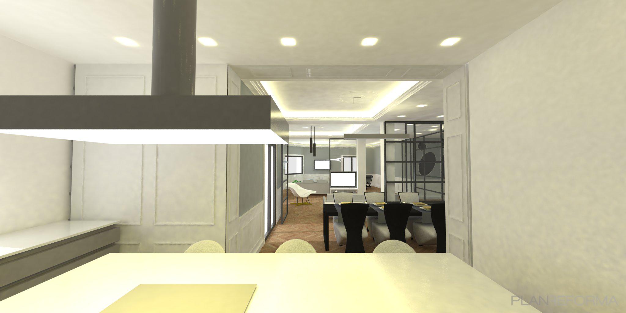 Sala de la TV, Cocina, Loft Estilo clasico Color ocre, amarillo, gris  diseñado por Marce Rodriguez | Arquitecto 